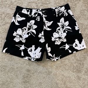 Black and White Floral Shorts
